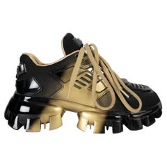 Sneakers Prada CLOUDBURST THUNDER KNIT CHUNKY 2022, nero e oro, taglia 36
