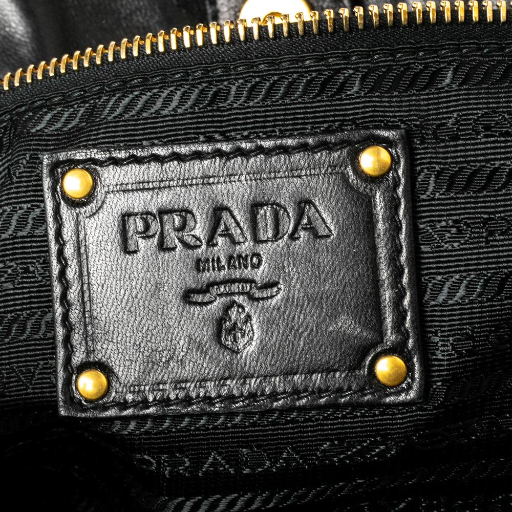 Prada Black/Gold Leather Fringed Tote 2