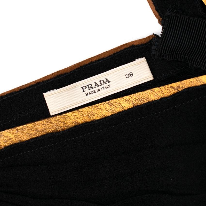 Prada Black & Gold Leather Trim Top 38 In Excellent Condition In London, GB