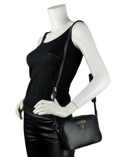 Prada Black/Gold Vitello Leather Phenix Camera Crossbody Bag
