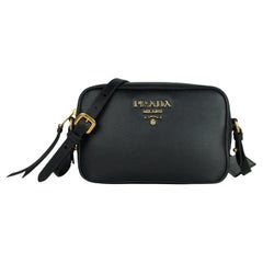 Prada Black/Gold Vitello Leather Phenix Camera Crossbody Bag