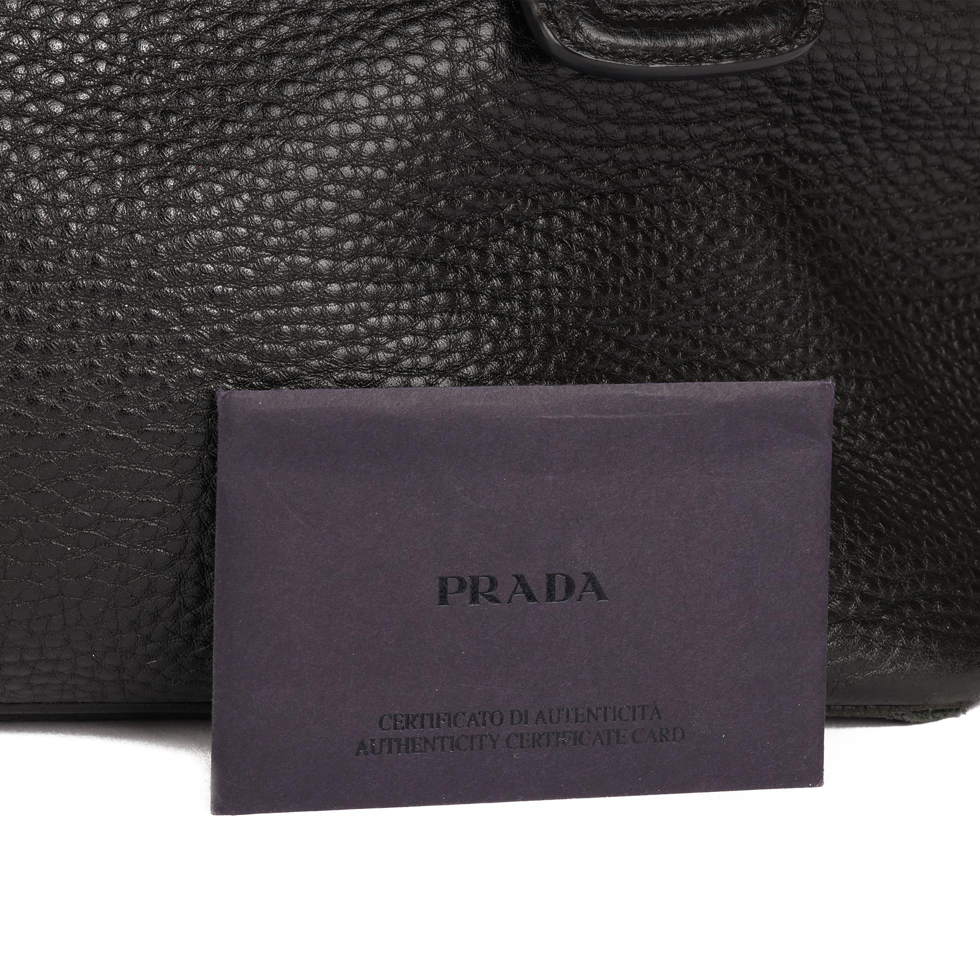 PRADA Black Grained Calfskin Leather Vitello Daino Tote  4