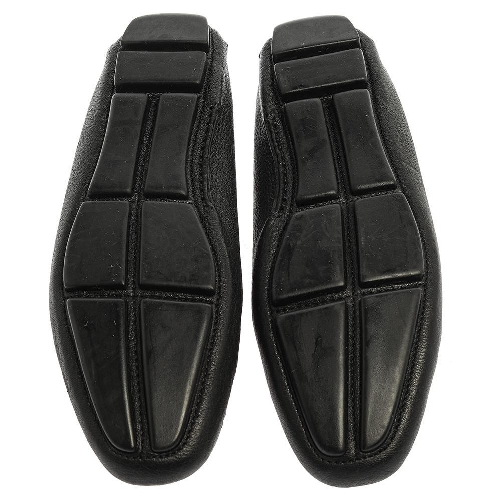 Prada Black Grained Leather Slip On Loafers Size 39 1