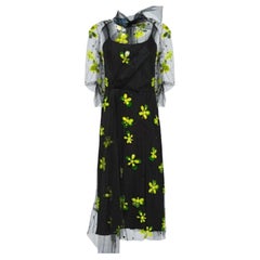 Prada Black & Green Embellished Tulle Dress