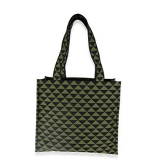 Prada Black Green Jacquard Triangolo Symbole Shopping Tote