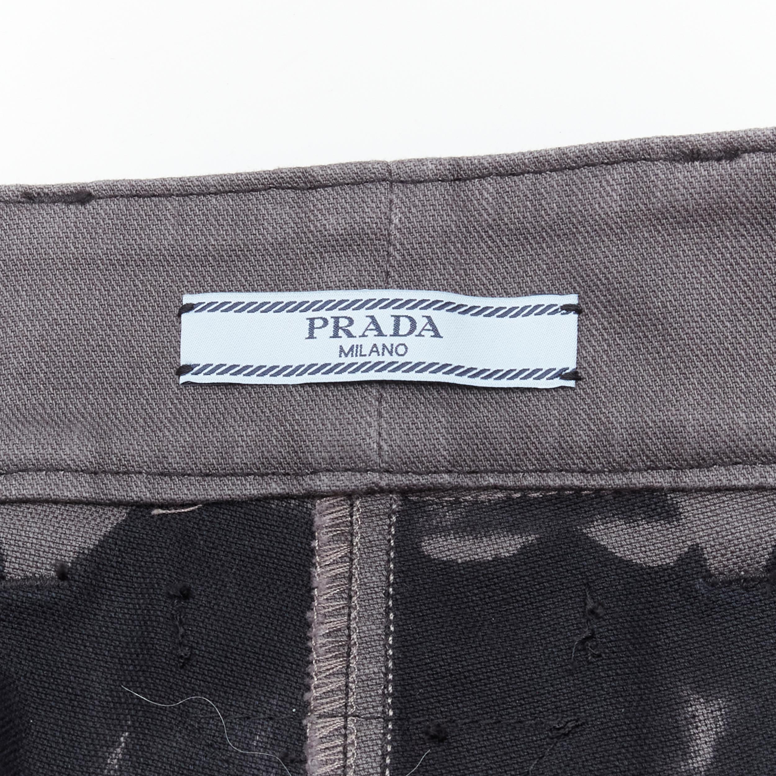 PRADA black grey camo denim triangle logo cargo pocket shorts IT36 XS For Sale 3