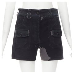 PRADA Schwarzgraue Kommoden-Taschen Shorts aus Kamo-Denim mit dreieckigem Logo IT36 XS