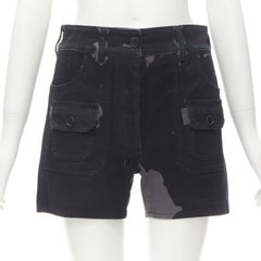 PRADA Schwarzgraue Kommoden-Taschen Shorts aus Kamo-Denim mit dreieckigem Logo IT36 XS