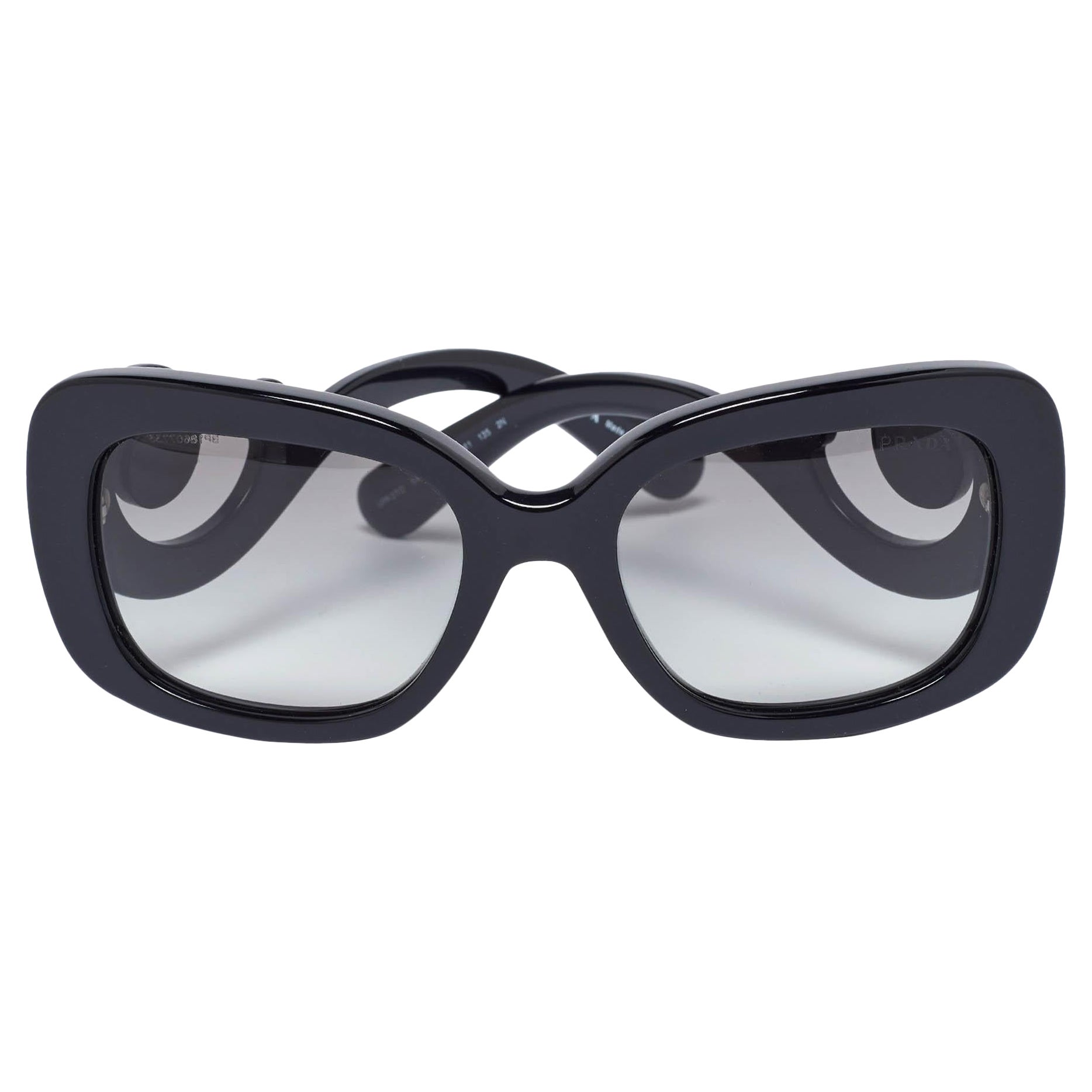 Prada Black/Grey Gradient SPR27O Baroque Rectangle Sunglasses