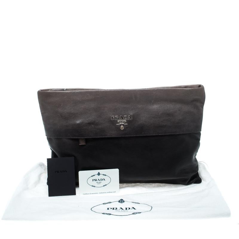 Prada Black/Grey Ombre Glace Leather Folders Clutch 3