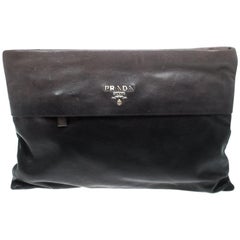 Prada Black/Grey Ombre Glace Leather Folders Clutch