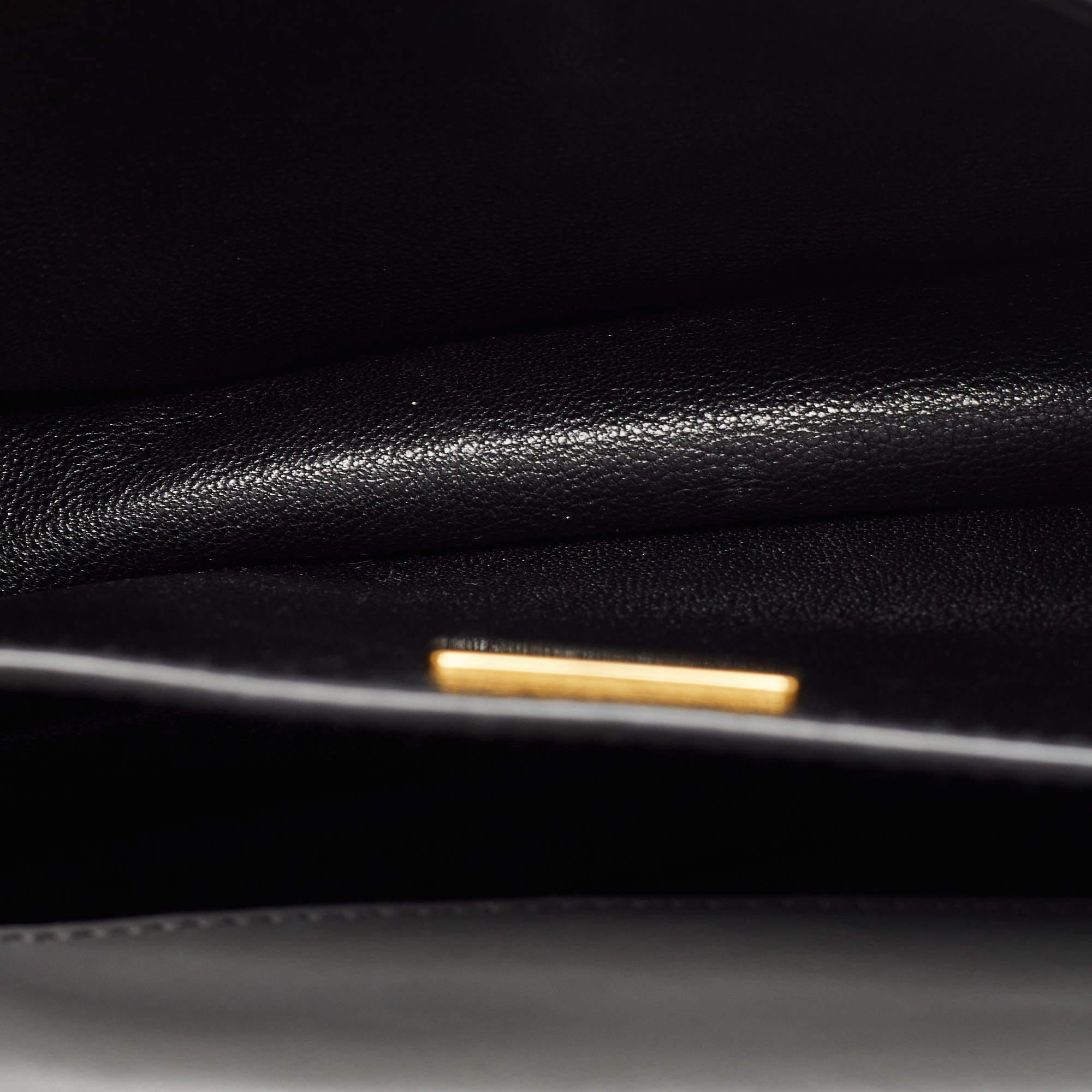 Prada Black/Grey Saffiano Leather Cahier Flap Shoulder Bag 7