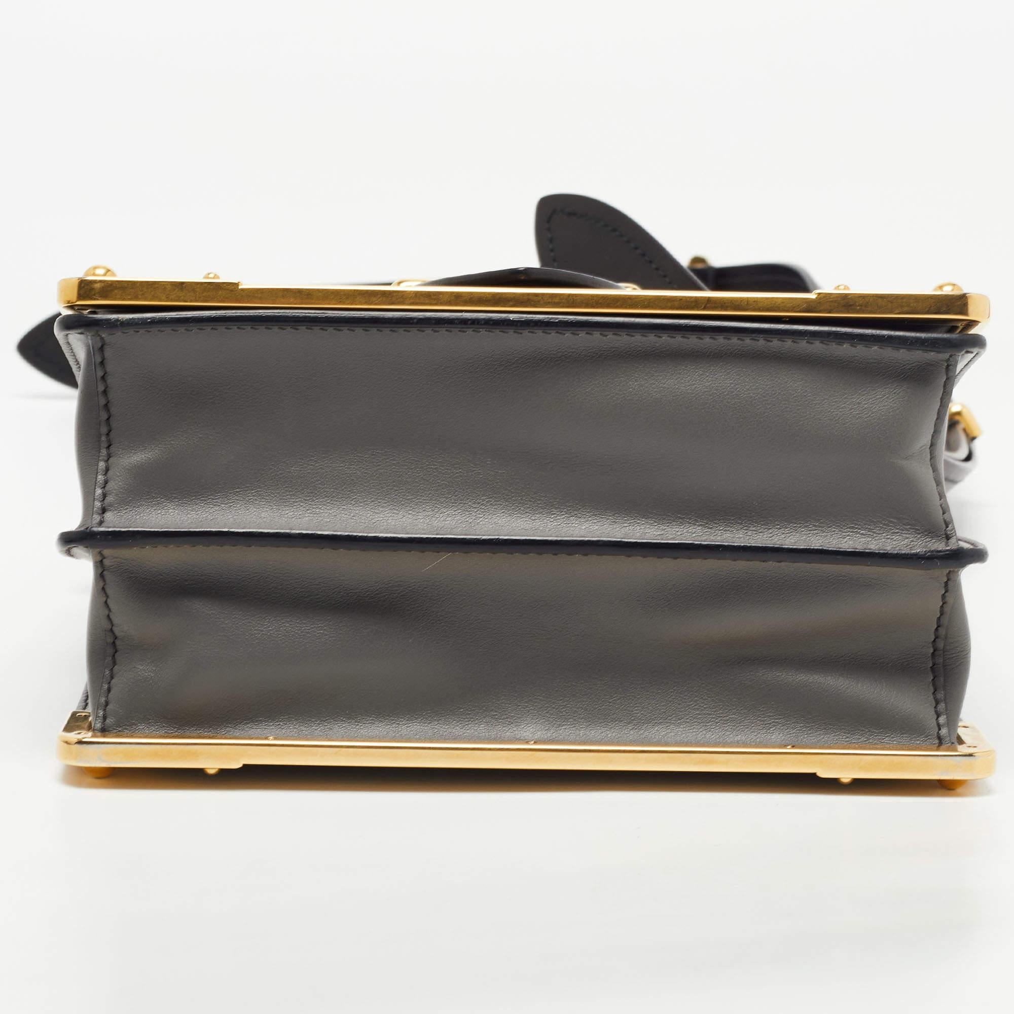 Prada Black/Grey Saffiano Leather Cahier Flap Shoulder Bag 1