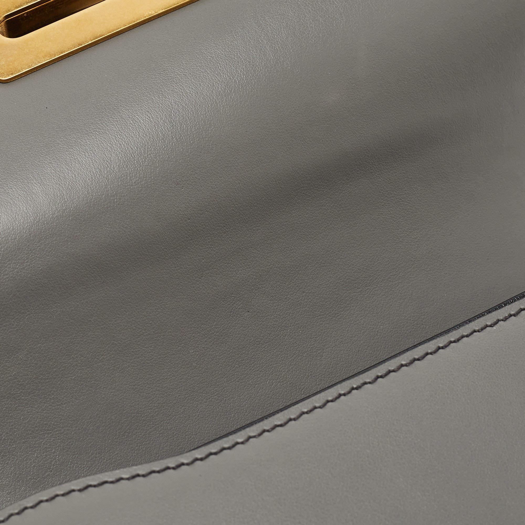 Prada Black/Grey Saffiano Leather Cahier Flap Shoulder Bag 3