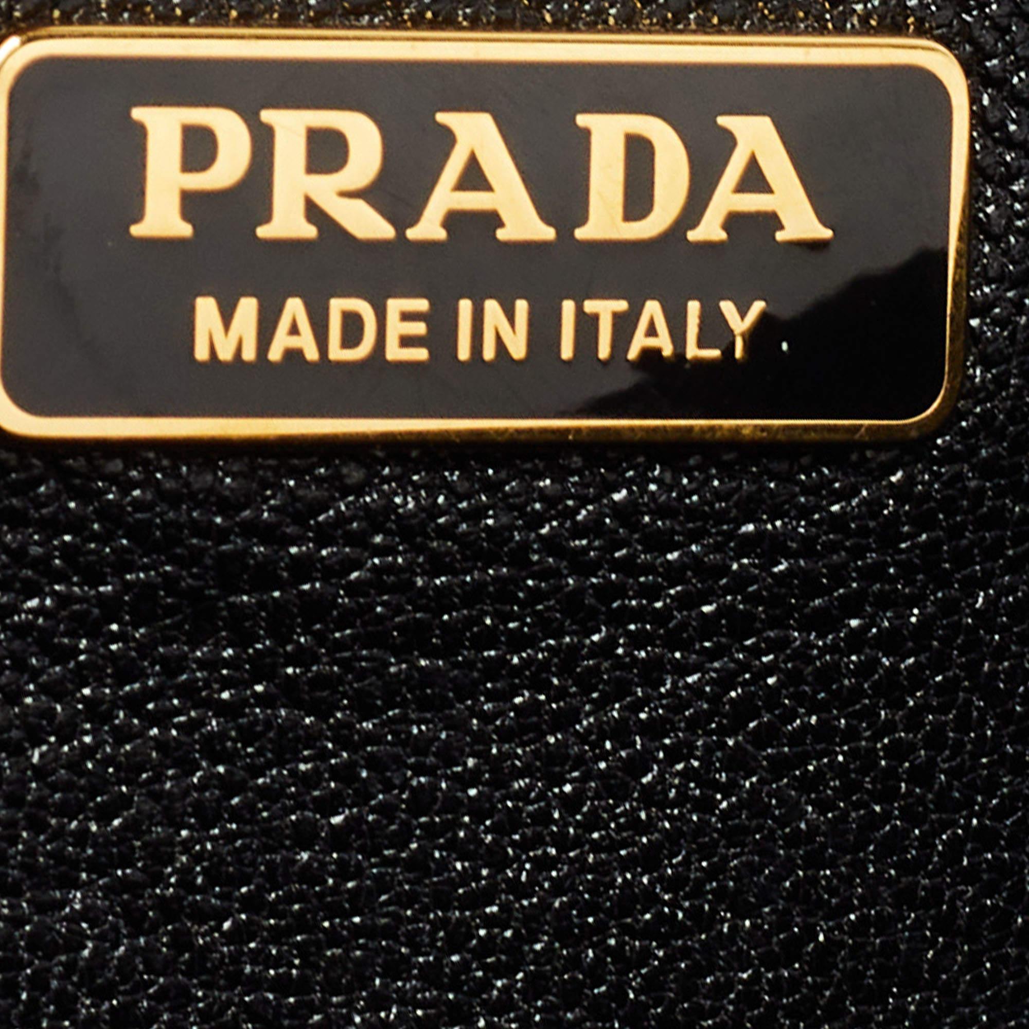 Prada Black/Grey Saffiano Leather Cahier Flap Shoulder Bag 4