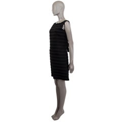 PRADA black & grey wool PANALED Sleeveless Dress 40