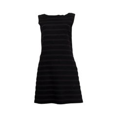 PRADA black & grey wool PANALED Sleeveless Dress 40