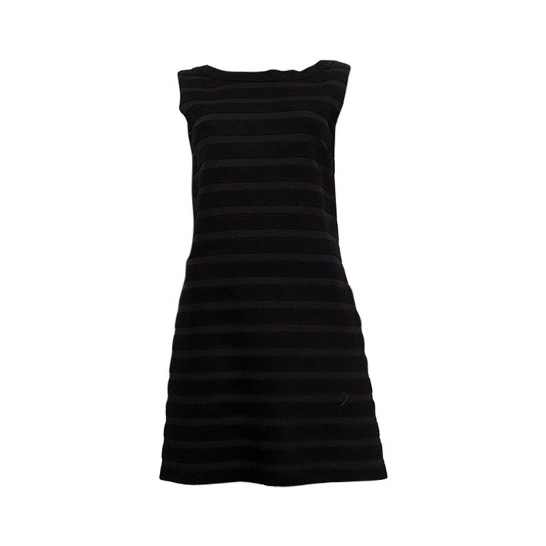 PRADA black and grey wool PANALED Sleeveless Dress 40 For Sale at 1stDibs
