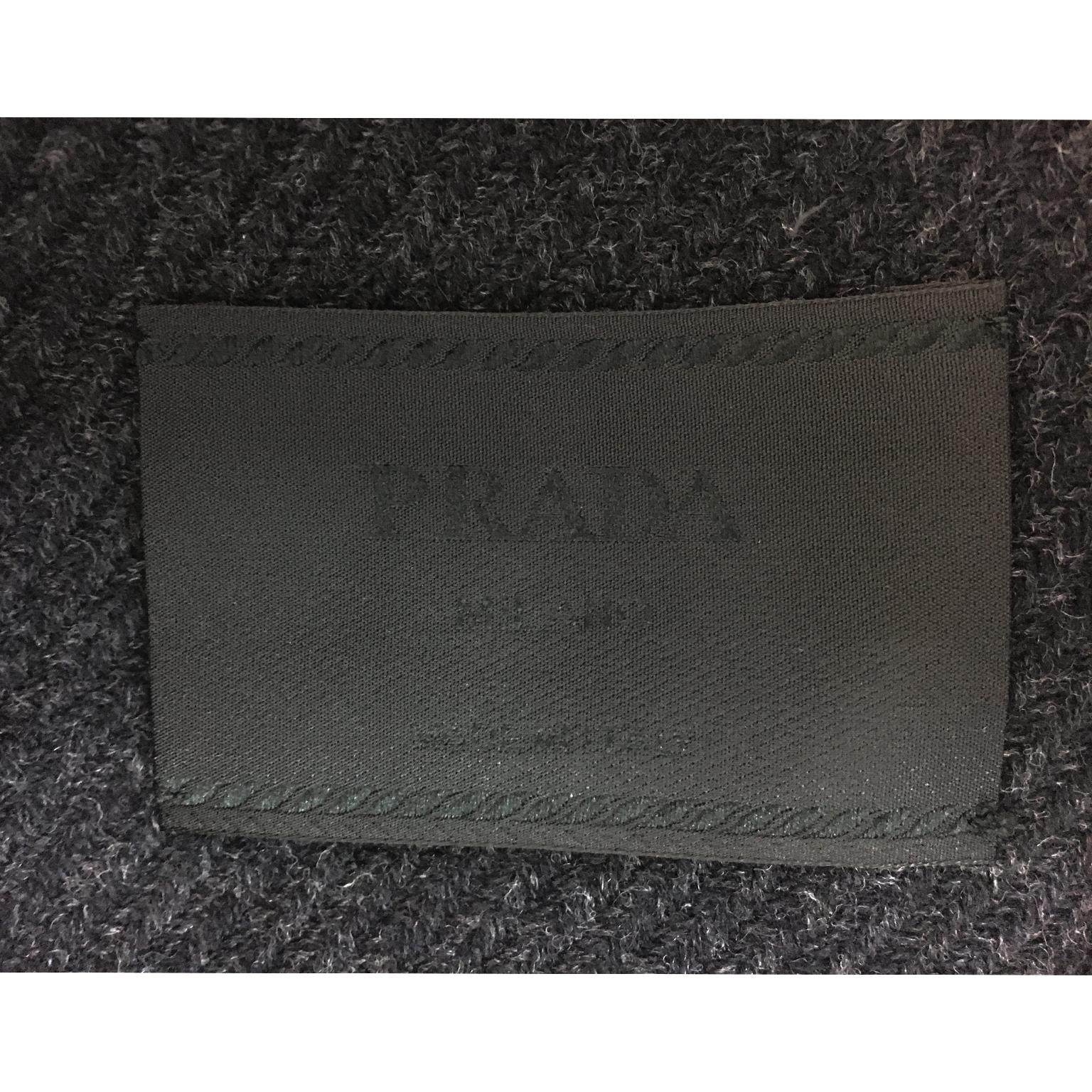 Prada Black Grey Wool Panel Coat 1990s For Sale 6