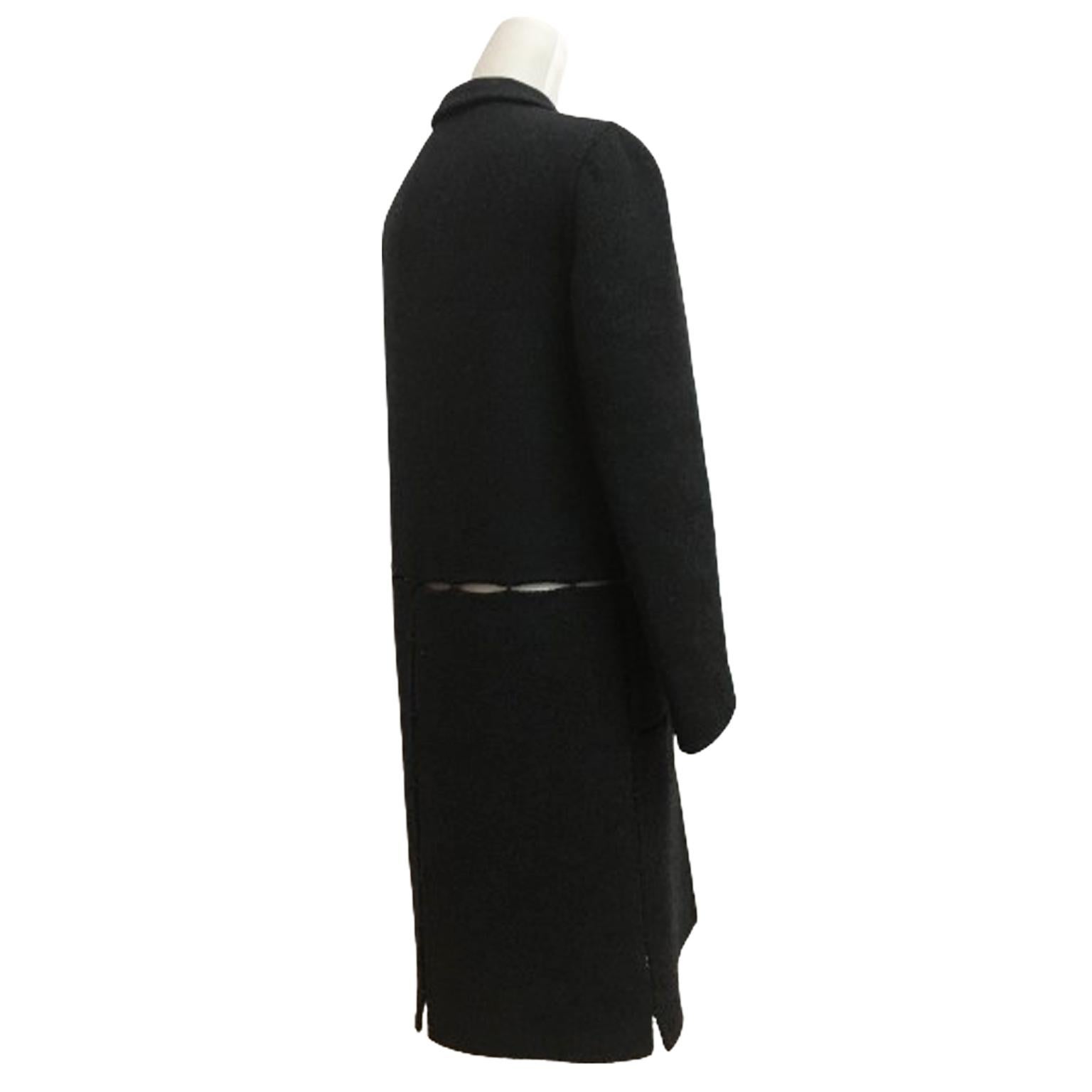 Women's Prada Black Grey Wool Panel Coat 1990s For Sale
