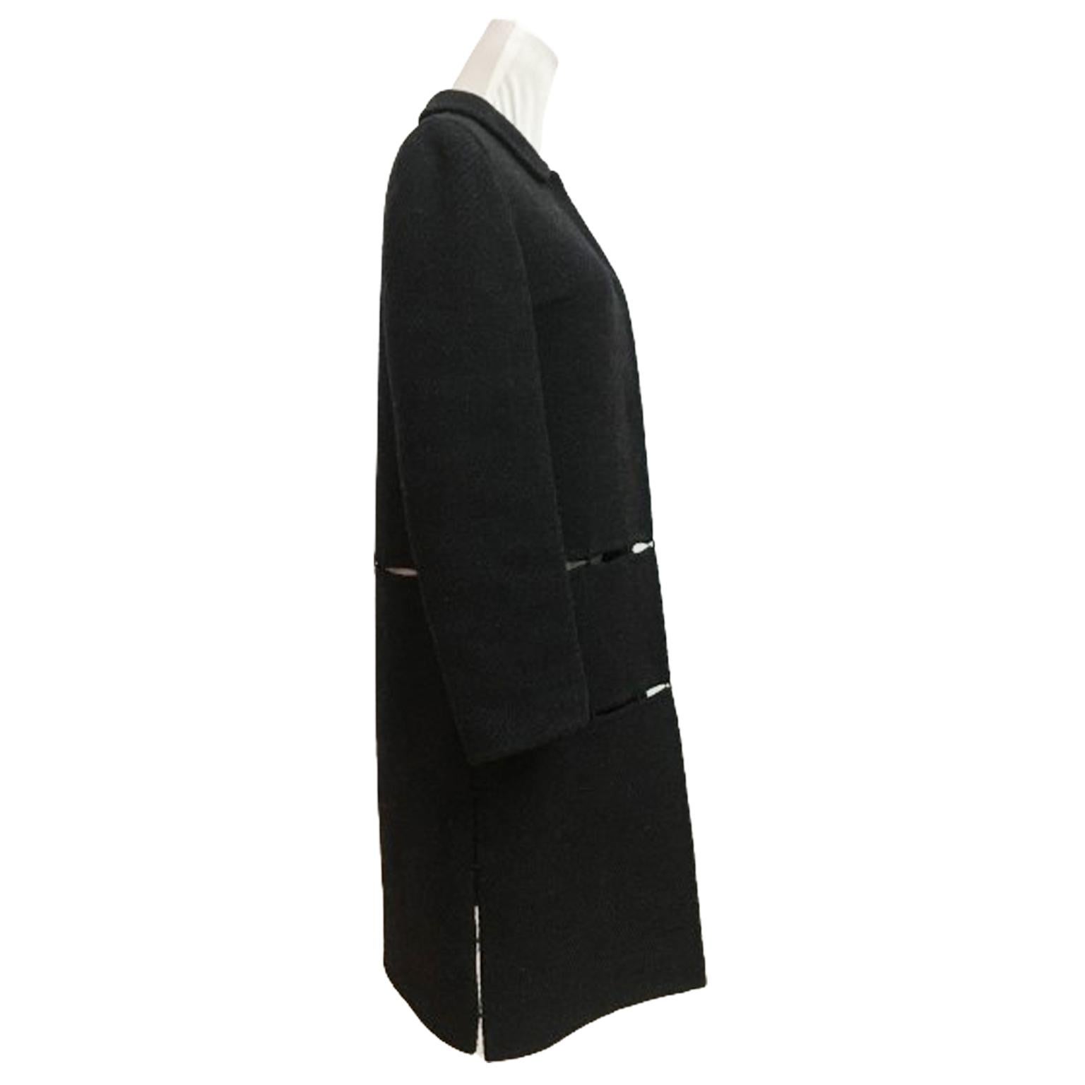 Prada Black Grey Wool Panel Coat 1990s For Sale 1