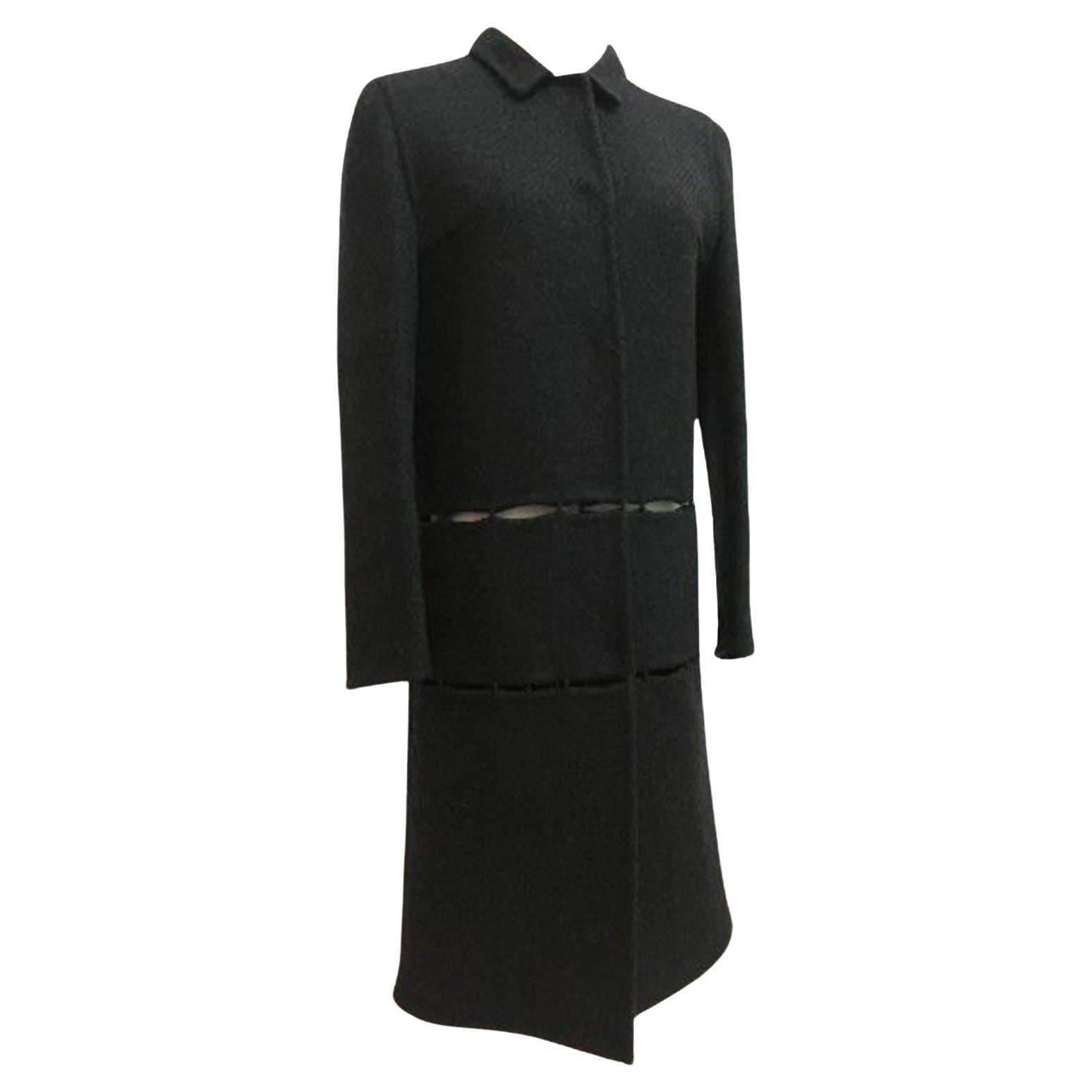 Prada Black Grey Wool Panel Coat 1990s For Sale