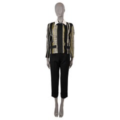 PRADA black grey yellow wool 2016 STRIPED TWEED Jacket 40 S