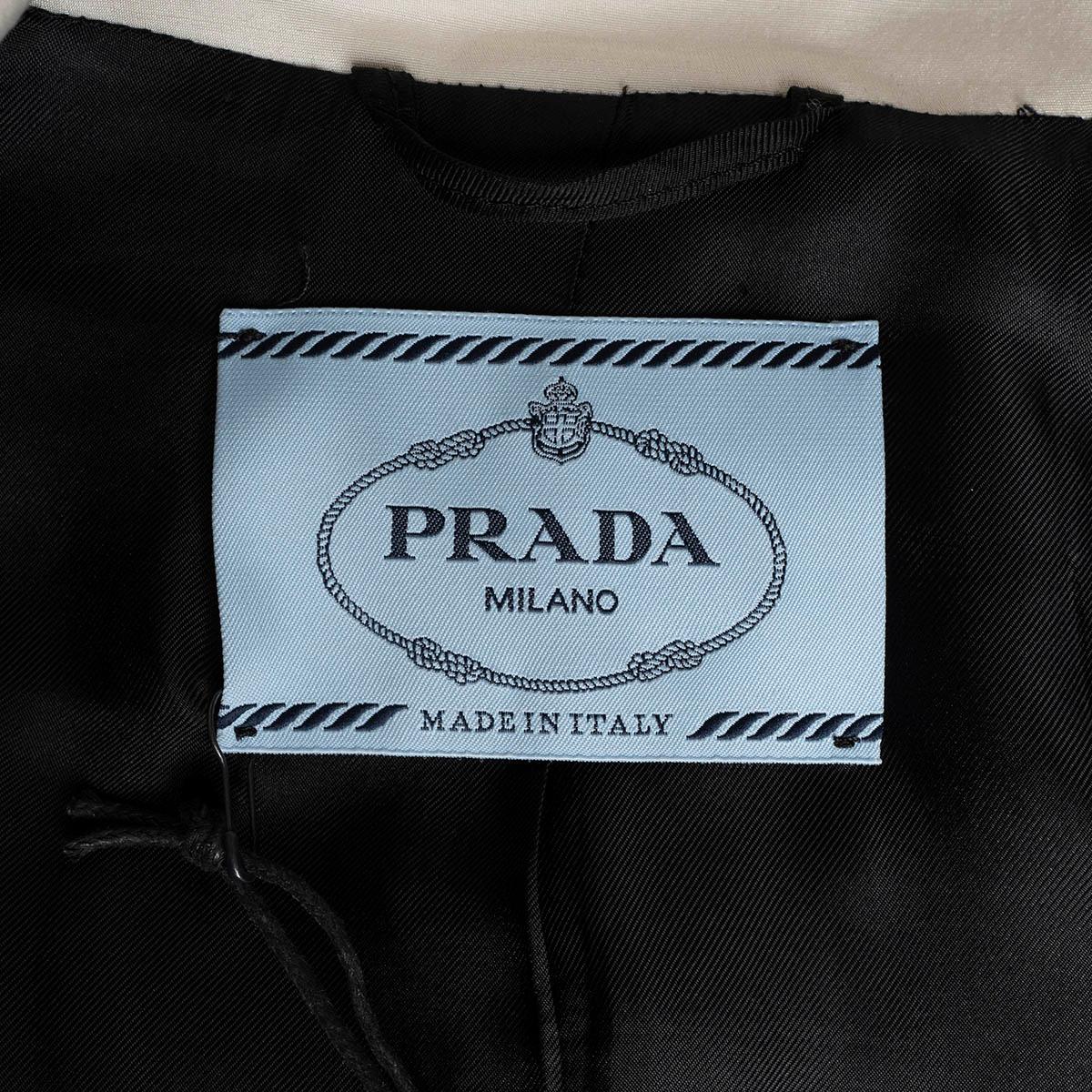 PRADA black grey yellow wool 2016 STRIPED TWEED Jacket 40 S For Sale 3