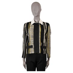 PRADA noir gris jaune laine 2016 STRIPED TWEED Veste 40 S