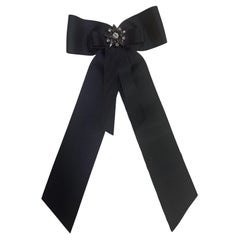 Prada Black Grosgrain Ribbon Brooch with Crystal Star - Boxed Collector's Piece