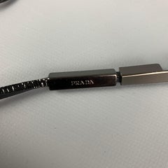PRADA Black Gunmetal Patent Leather Necklace