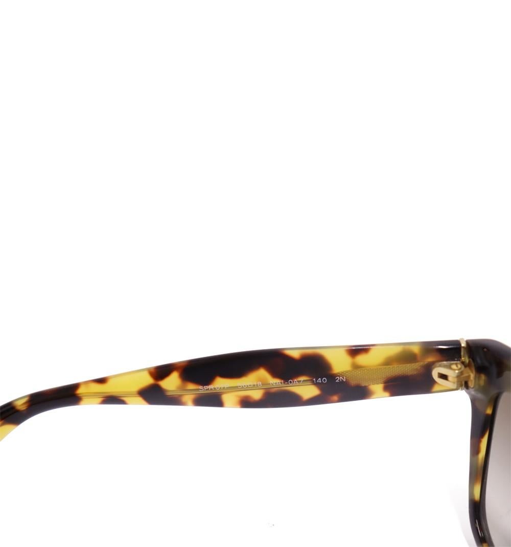 Women's Prada Black/Havana Acetate Square Frame SPR07P Sunglasses For Sale