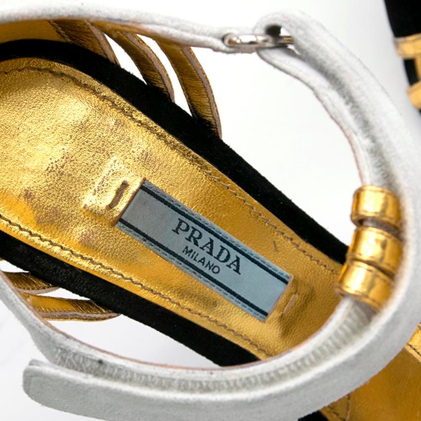 Beige Prada Black Heels with Gold Straps  - Size EU 35.5