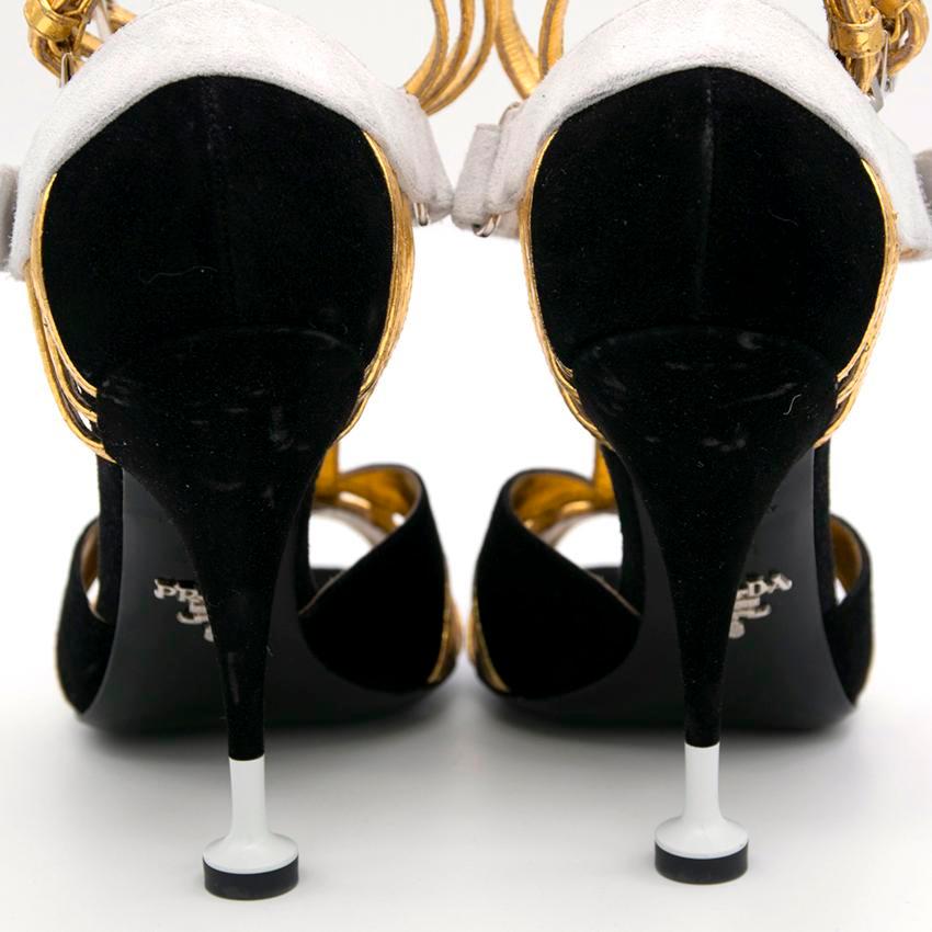 Prada Black Heels with Gold Straps  - Size EU 35.5 1