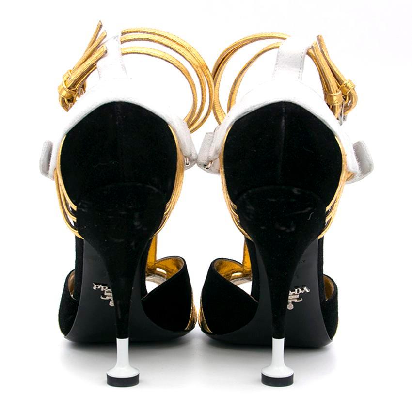 Prada Black Heels with Gold Straps  - Size EU 35.5 4