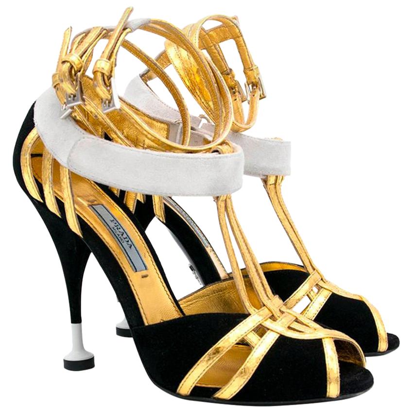 prada gold heels