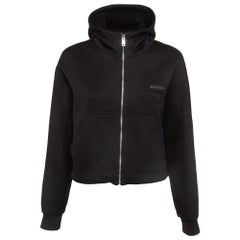 Prada Black Jersey Cropped Hoodie S