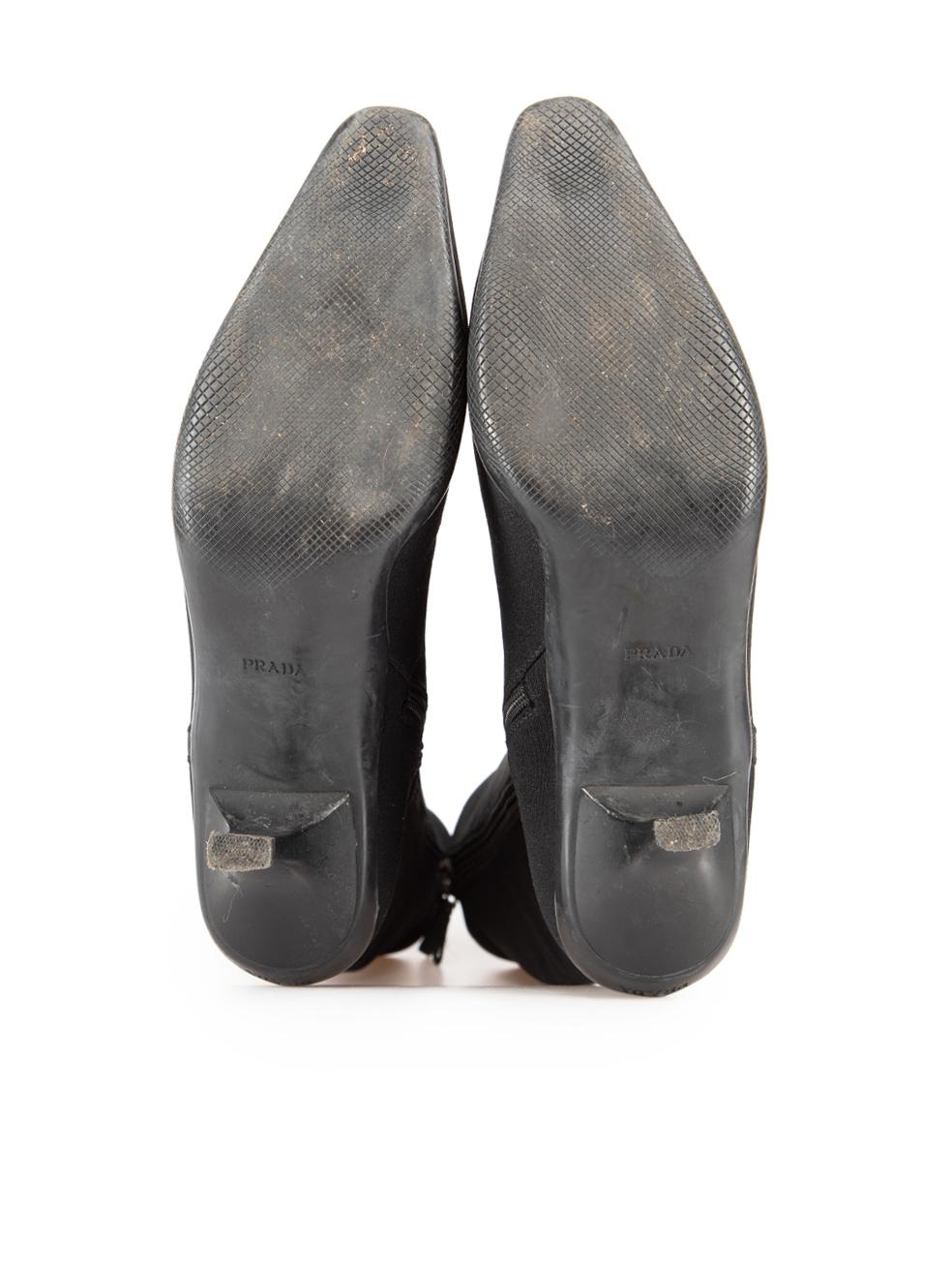 Women's Prada Black Knee High Heeled Boots Size IT 39.5