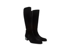 Prada Black Knee-High Velvet Boots