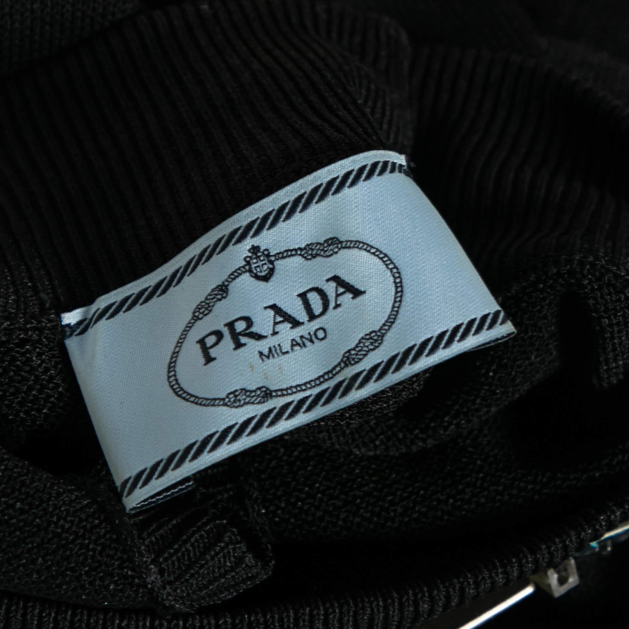 Women's Prada Black Knit Embellished Neck Sleeveless Dress S