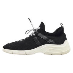 Prada Black Knit Fabric Lace Up Sneakers Size 39.5