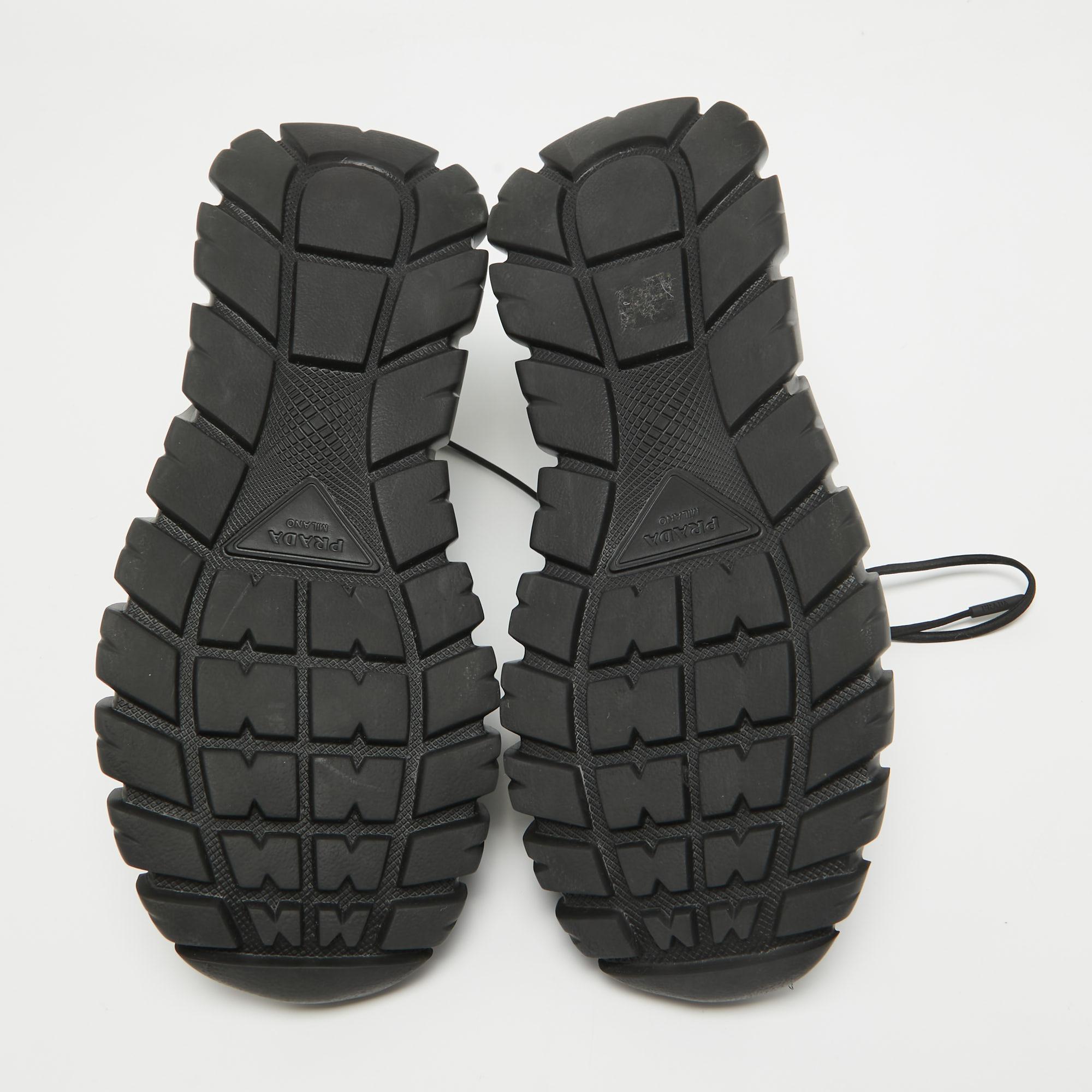 Prada Schwarz Knit Stoff Lace Up Sneakers Größe 43 3