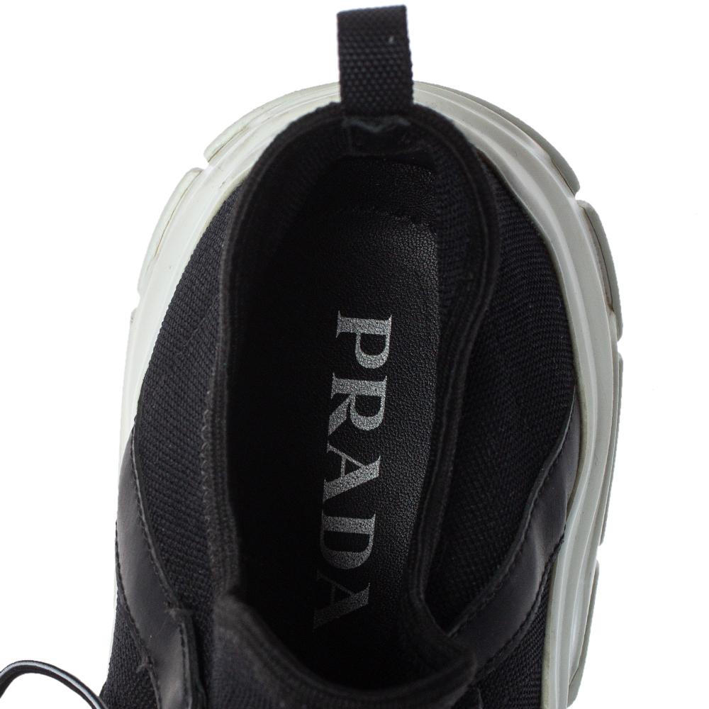 Prada Black Knit Fabric XY Logo Low Top Sneakers Size 39 2