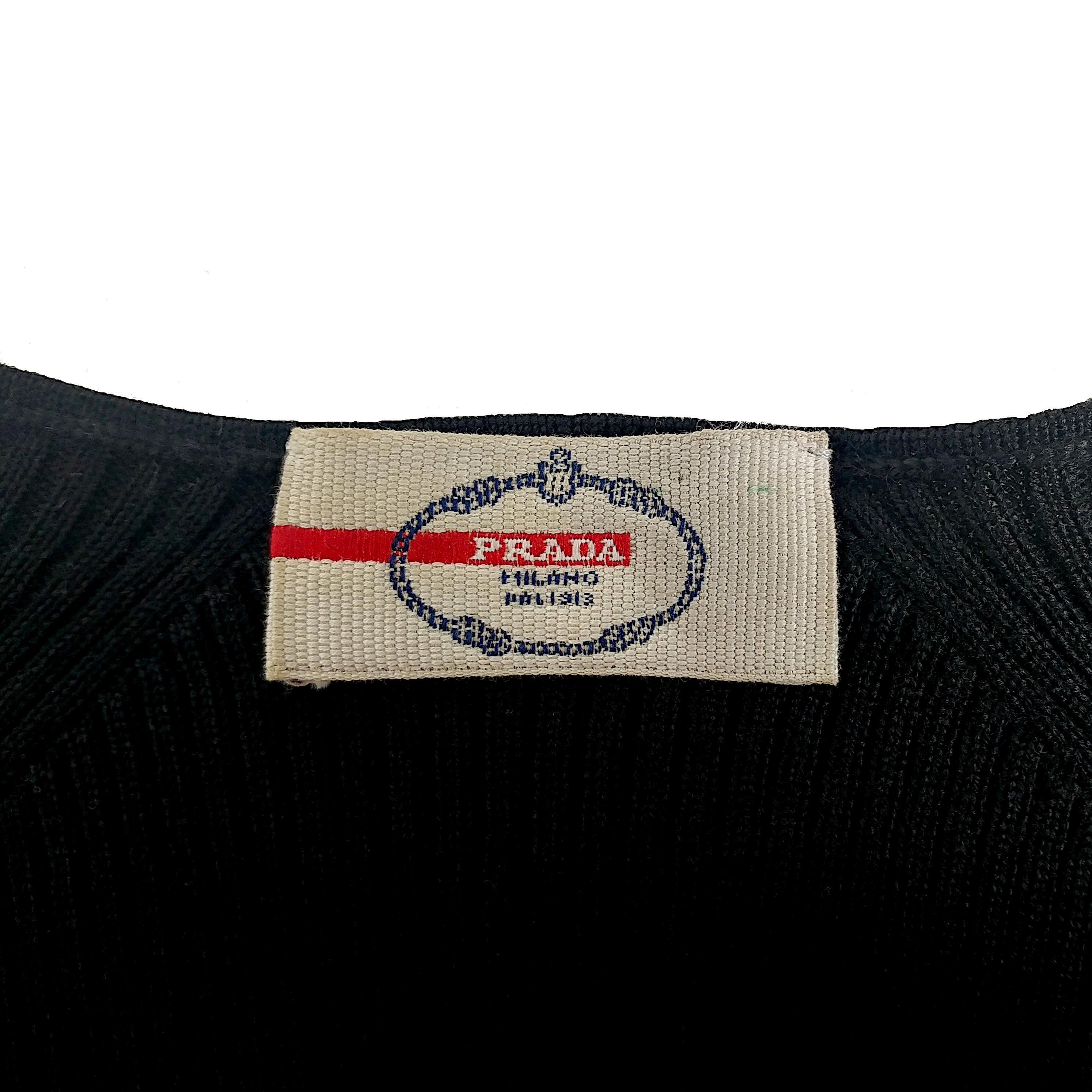 Women's PRADA – Black Knitted Stretch Wool Dress with Pleated Skirt  Size 6US 38EU