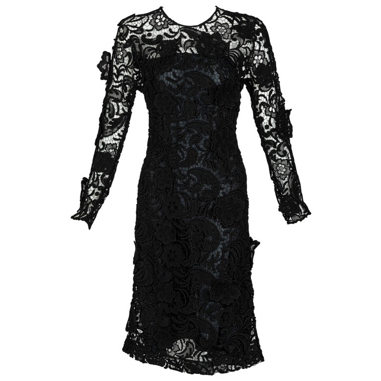 Prada Black Lace Dress Runway Fall 2008 For Sale at 1stDibs