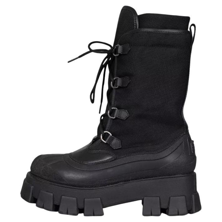 Prada Black Lace-Up Boots Size 39.5 im Angebot