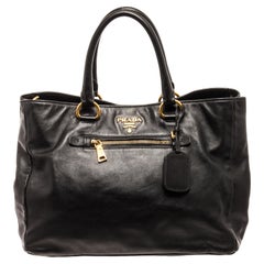 Prada Black Lambskin Leather Shoulder Bag