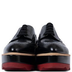 PRADA black leather 2017 PLATFORM BROGUE Oxford Shoes 38