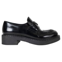 Prada black leather 2026 CHOCOLATE CHUNKY PENNY Loafers Shoes 39