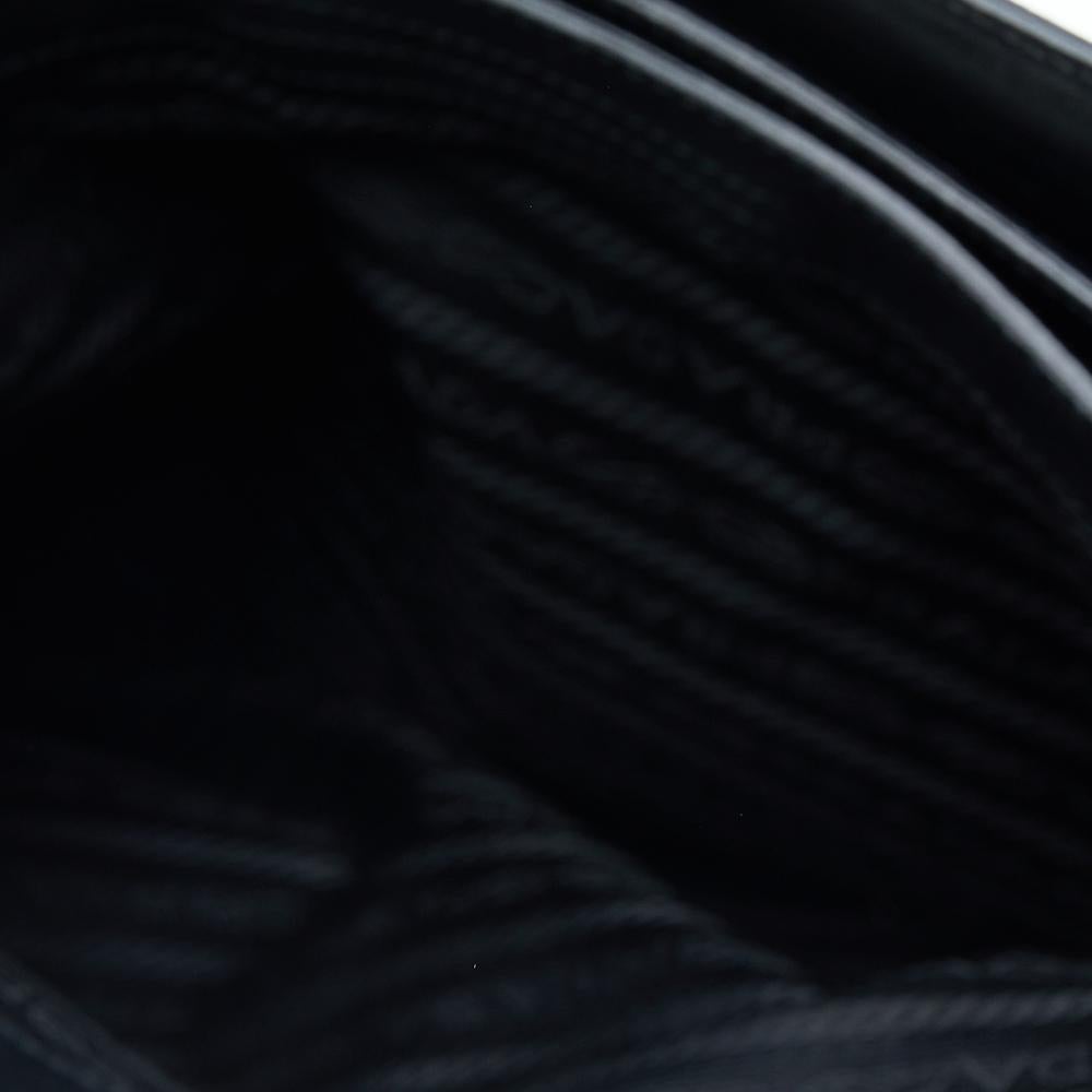 Prada Black Leather Acrylic Handle Tote For Sale 6